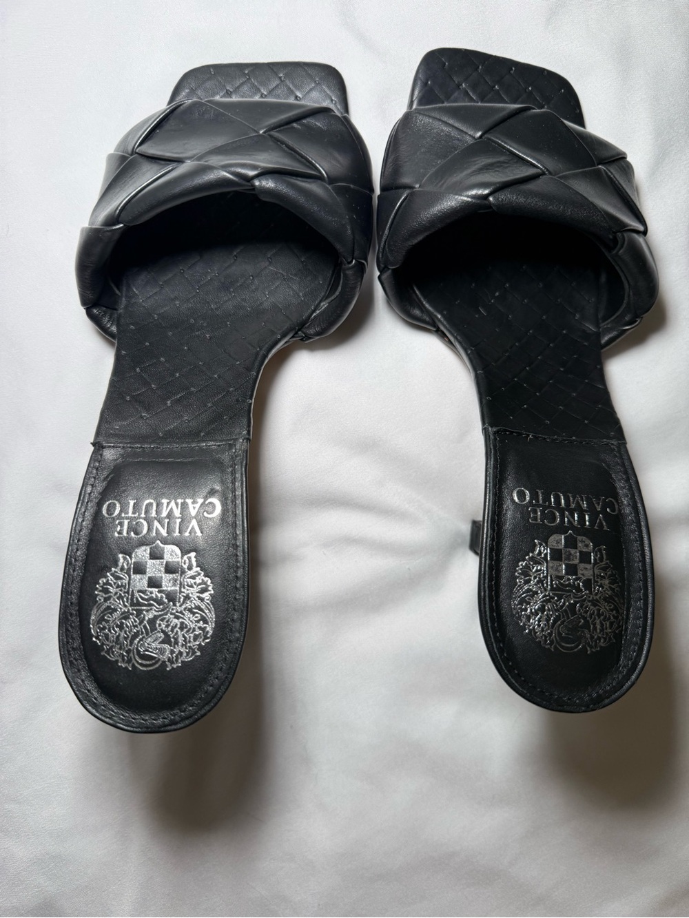 Vince Camuto Black Woven Square-Toe Heeled Mules - Picture 4 of 16